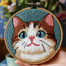 Nålhålssats Tecknad Katt 20x20cm Nybörjarset