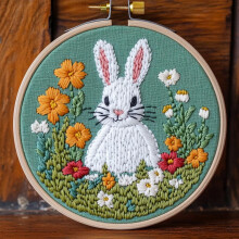 Nålstanskit Kanin i blommor 20x20cm