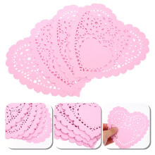 Blondas de papel con forma de corazón rosa (100 unidades)