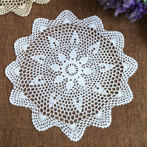 Rund bomullsdukmatte - Vintage uthulet, 40 cm