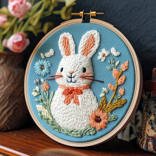 Nålehulssæt Kanindesign 20x20cm