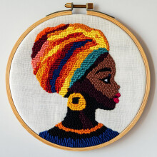 Nålstanskit Abstrakt afrikansk kvinna 20x20cm