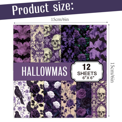 Halloween scrapbook paper set 12 sheets 15x15 cm 2