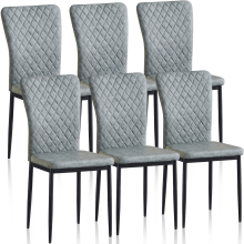 6PCS Dinning Chairs High Backrest PU Dark Grey