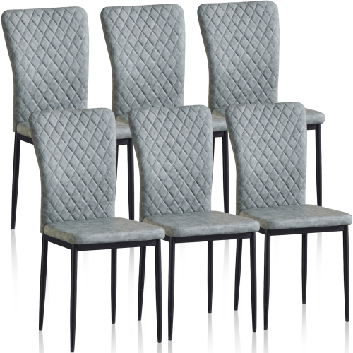 AINPECCA 6PCS Dinning Chairs High Backrest PU Dark Grey