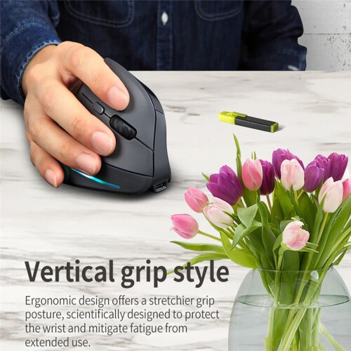 Rechargeable Wireless Vertical Mouse with Screen Display Ergonomic Mice 6 Button Programmable Gaming Mouse for Gamer 2