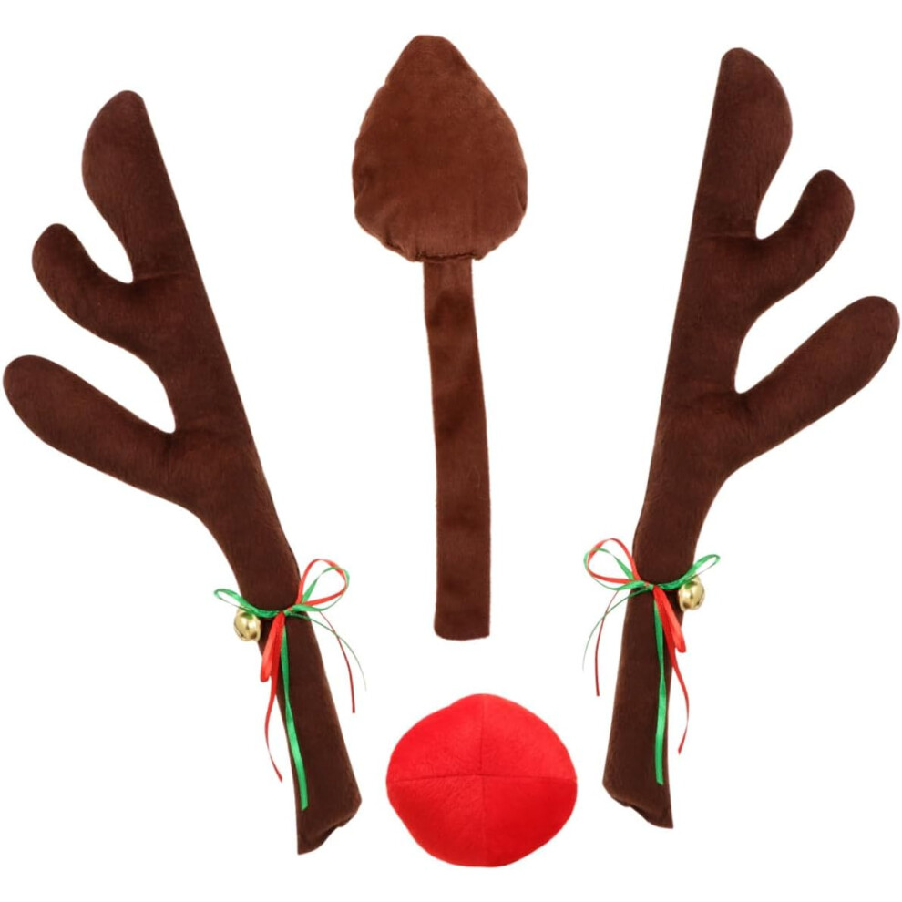 4Pcs Christmas Car Antlers Reindeer Deer Elk Auto Decor Nose Tail Xmas Ornaments For Car Decoration 5455468518188