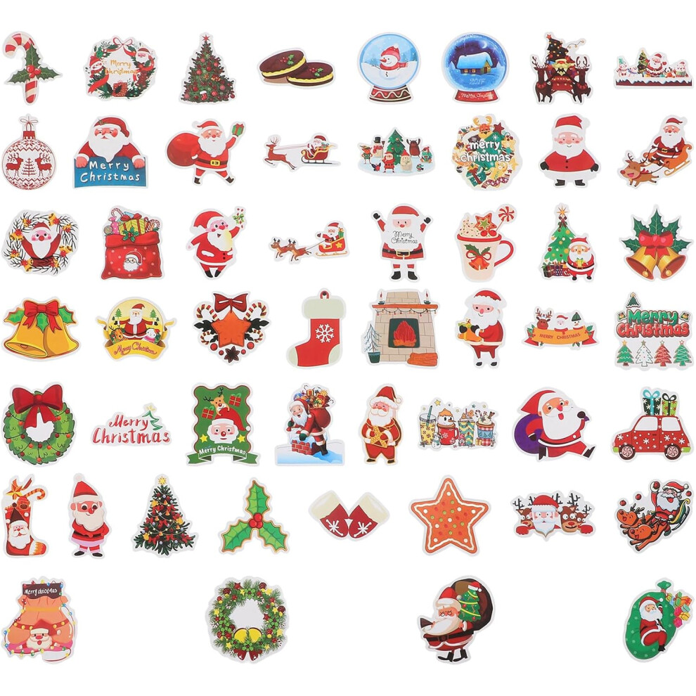 52Pcs Santa Claus Snowman Reindeer Christmas Decorative Stickers Versatile Car Window Luggage Laptop Decorations 5455468438172