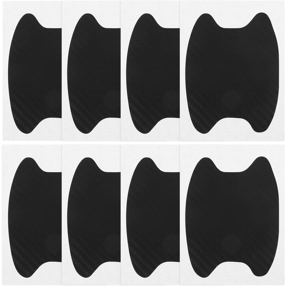 8Pcs Carbon Fiber Car Door Handle Protector Stickers Scratch-Resistant Protective Film Black 5455468516641