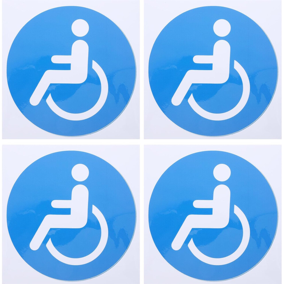 4Pcs 5.12 Inch Self Adhesive Disabled Wheelchair Decals Waterproof Disabled Parking Signs Outdoor Accessible Symbol Stickers Blue 5455468517976