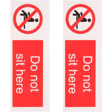 2 Sicherheitswarnaufkleber 150 mm x 50 mm, selbstklebend, „Sitzverbot“-Schild, geeignet für Büro, Firma, Schule, Hotel