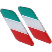 Italienische Flaggen-Autoaufkleber, 2 Paar Nationalflaggen-Aufkleber für die Fahrzeugaußendekoration, Aluminiumlegierung, Auto-Styling-Aufkleber