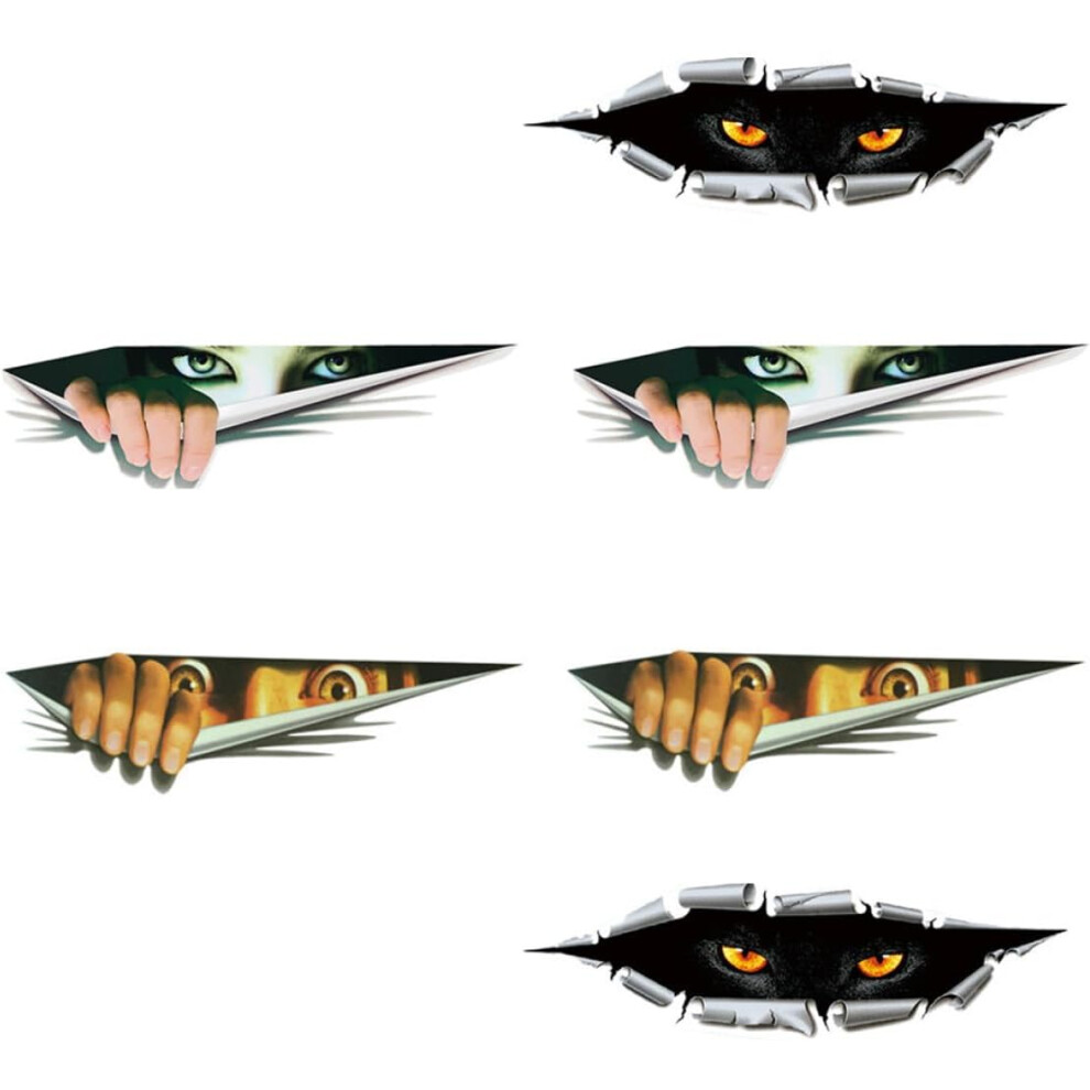 6 Sheets Digital Simulation Stickers Car Bumper Window Decals Self-Adhesive Car Sticker Spooky Design 5455468518645