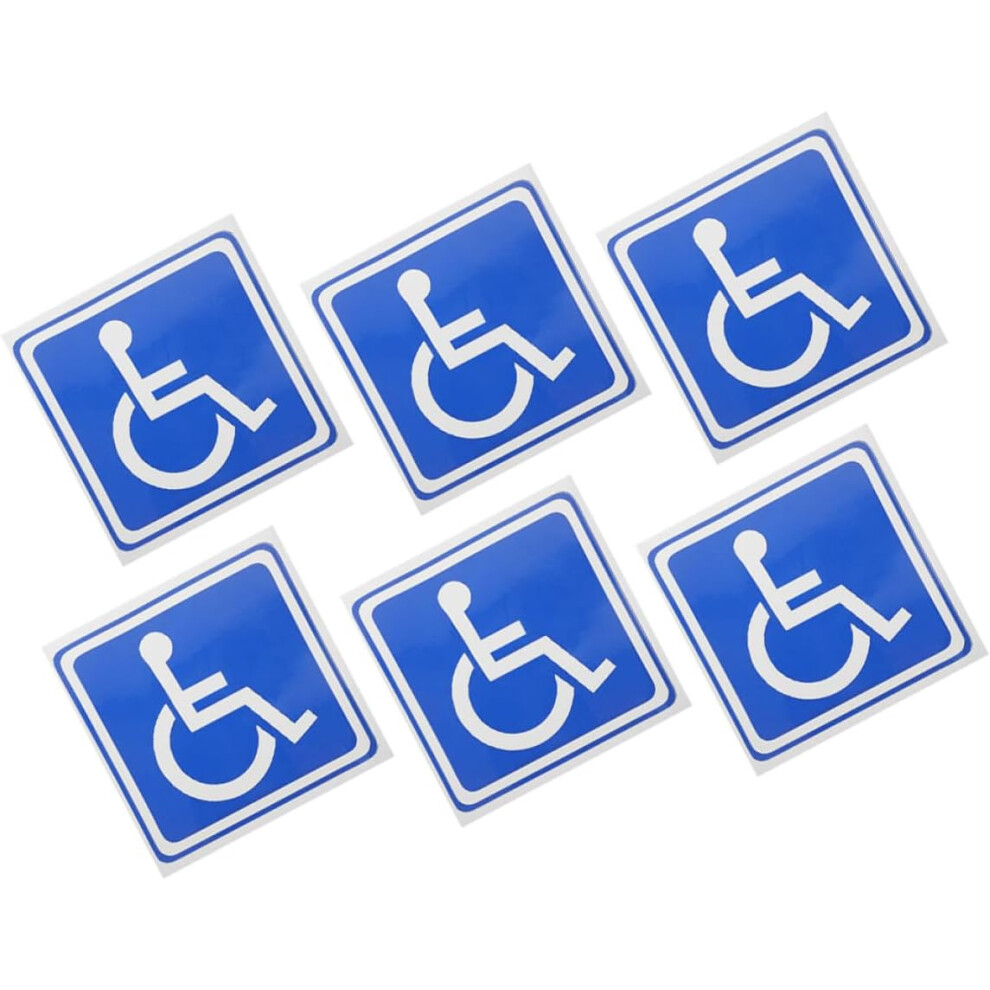 6Pcs Wheelchair Symbol Stickers For Cars, 13X13cm Square Disabled Person Sign Decals, Handicapped Parking Disability Labels Blue 5455468438554