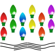 Reflektierende magnetische Weihnachtslichter-Aufkleber, 12 Glühbirnen und 6 Drahtmagnete, Auto-Weihnachtsdekoration
