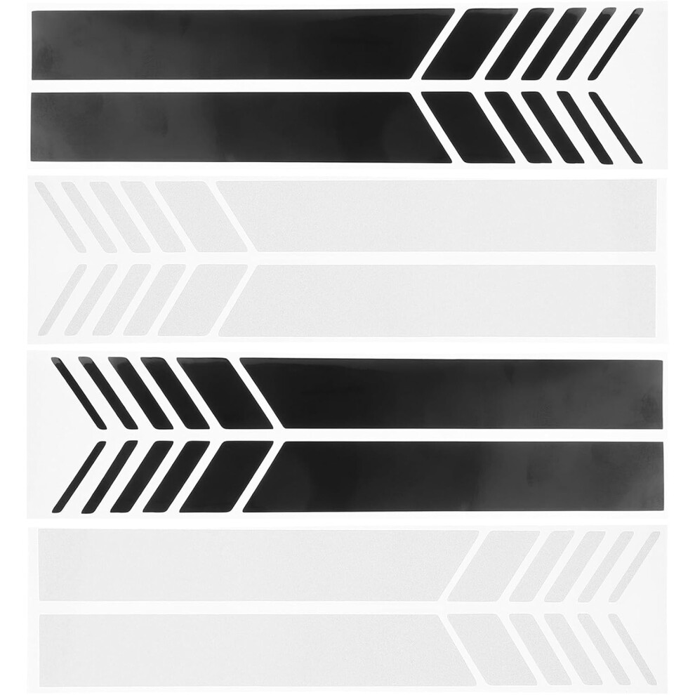 4 Pairs Reflective Car Rearview Mirror Stickers, And Striped Decals For Side Mirrors Black/White 8686962966985