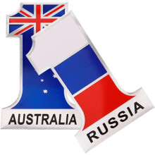 2 Stück 3D-Metall-Autoaufkleber mit australisch-russischem Flaggenmuster zur Dekoration des Fahrzeugs