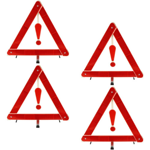 4Pcs Foldable Portable Car Warning Triangle Signs with Plastic Construction and Workmanship
