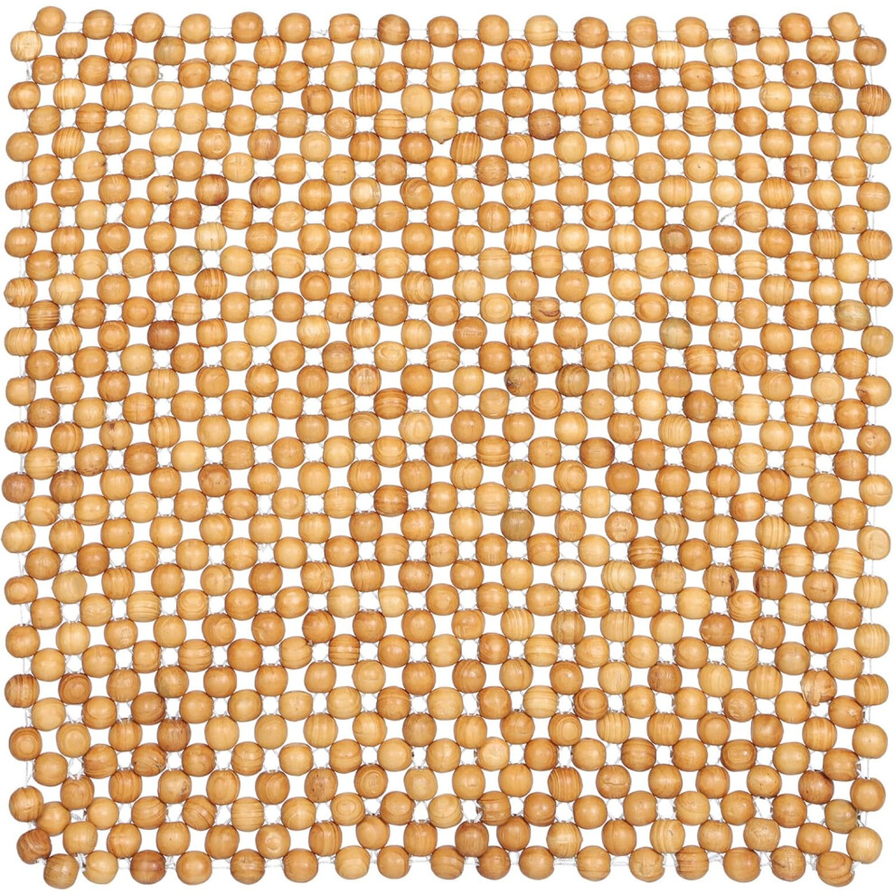 Pine Wood Beaded Car Seat Cushion 45X45cm Summer Cooling Seat Cover Light/Brown 5455468523588