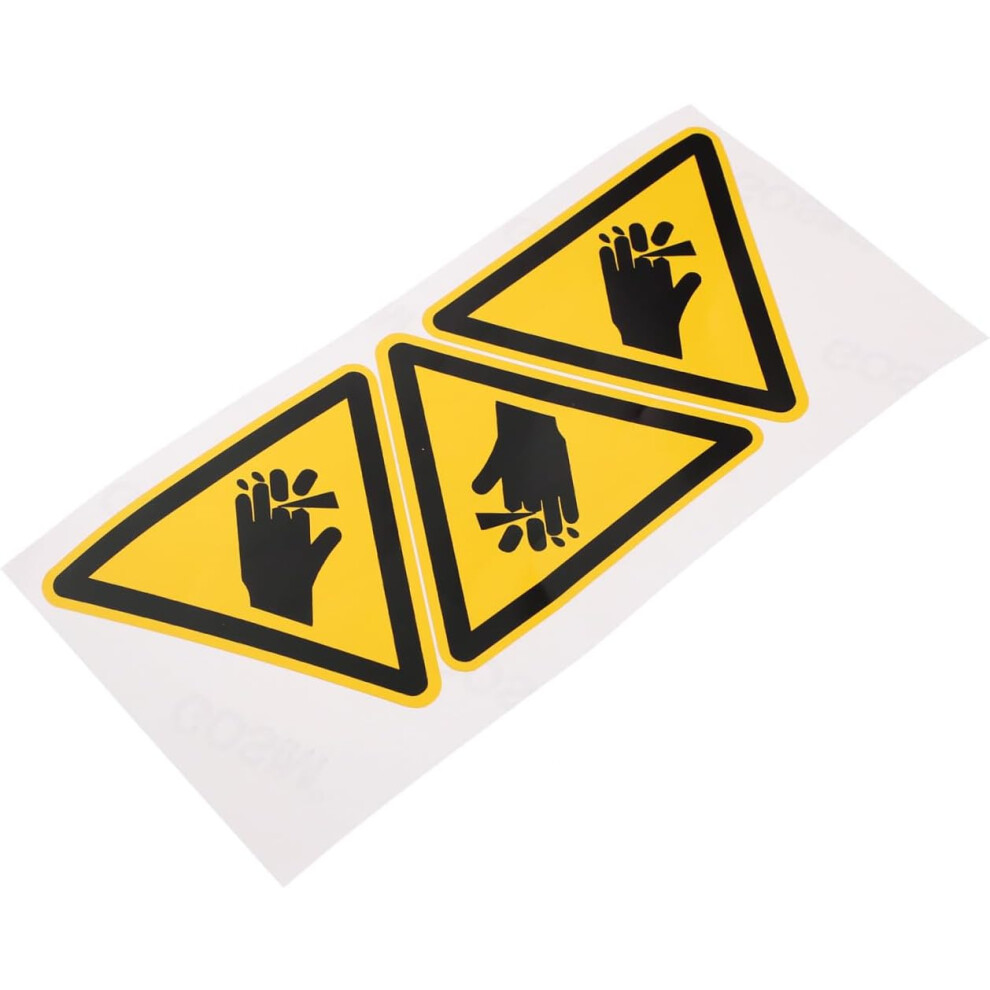 3Pcs Mechanical Damage Warning Stickers 100Mm Vinyl Hand Crushing Warning Sign Decals Adhesive Caution Labels Yellow 5455468520013