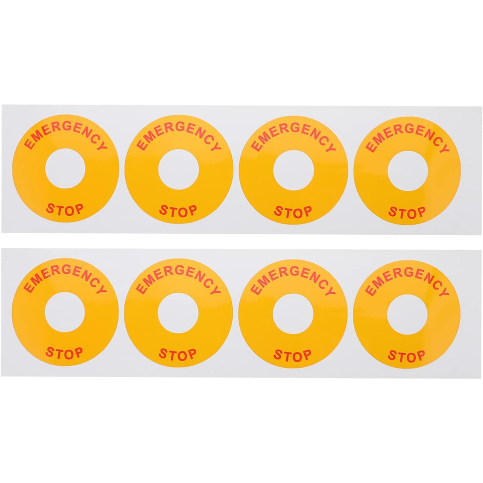 8Pcs Emergency Stop Warning Stickers Safety Decals For Equipment Easy To Install Caution Labels 8195033093760