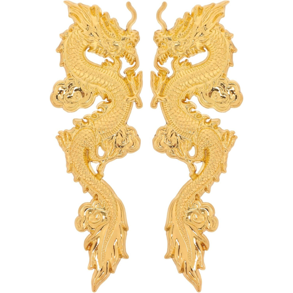2Pcs Chinese Dragon Car Emblems Metallic Stickers Decals For Suv Vehicle Exterior Decorative Accessories Gold 5455468439117