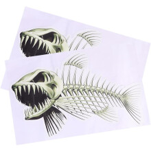 2 Stück Fischgräten-Aufkleber, Skelett-Fisch-Aufkleber für Auto, Angelaufkleber, schöne Dekoration für Boot, Fahrzeug, Autozubehör
