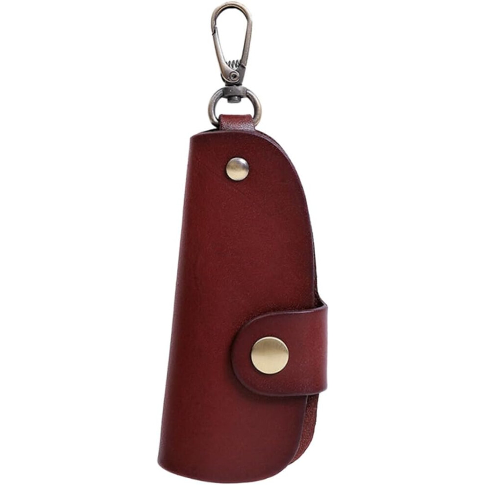 Multifunctional Hanging Key Bag Genuine Leather Car Key Holder Waist Storage Pouch Red 5455468447525