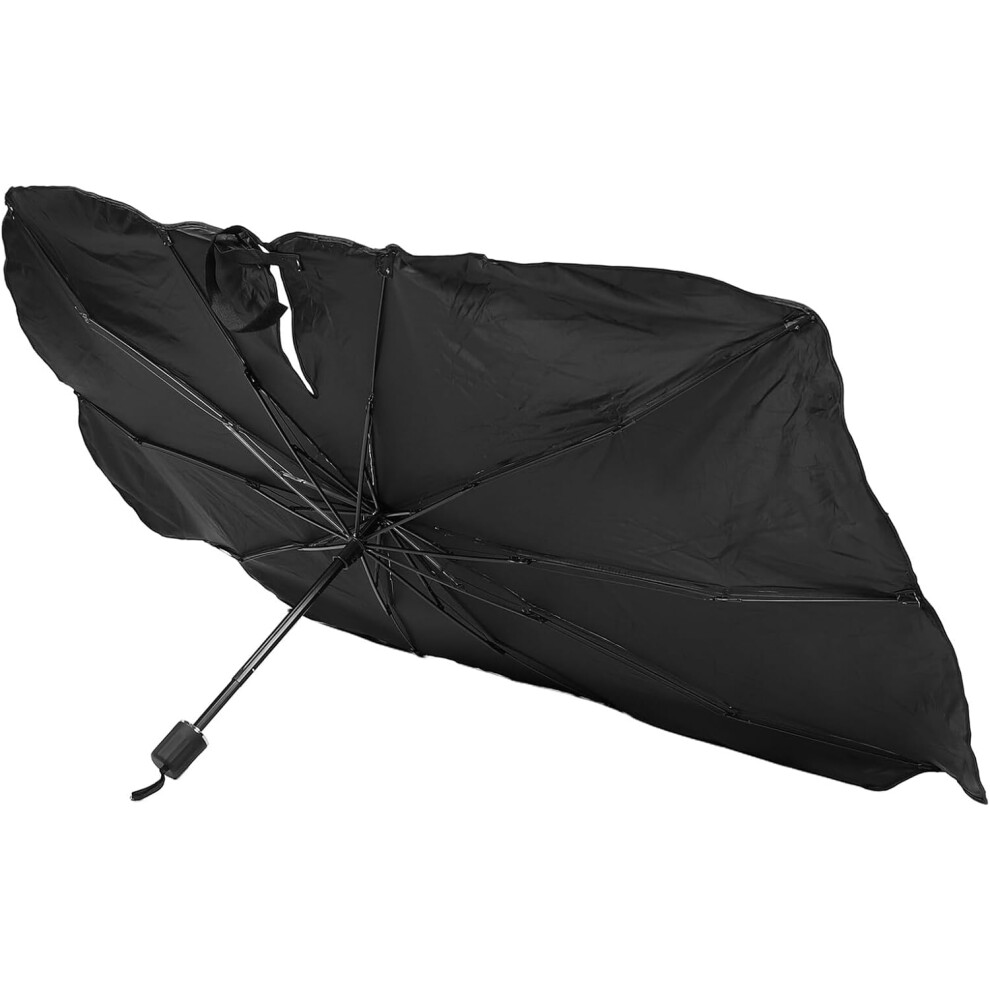 Foldable Car Windshield Sunshade Umbrella With Titanium Fabric, Large Size Uv Blocker And Heat Protector Silver 5455468449475
