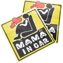 2 Stück reflektierende PVC-Autoaufkleber „Mama im Auto“ – Sicherheitshinweise für Schwangere