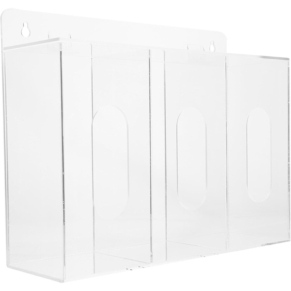Acrylic Wall-Mounted Glove Dispenser Box With 3 Compartments Latex Glove Holder 5455468527104