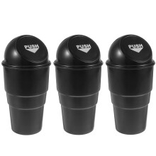 Lot de 3 mini poubelles de voiture en plastique noir, organisateur de déchets multifonctionnel pour véhicule et bureau