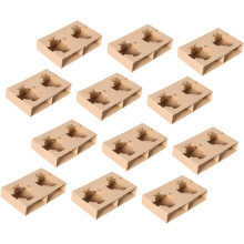 50pcs 2-Cup Corrugated Paper Drink Carrier Tray Takeout Cup Holder for Coffee and Beverage
