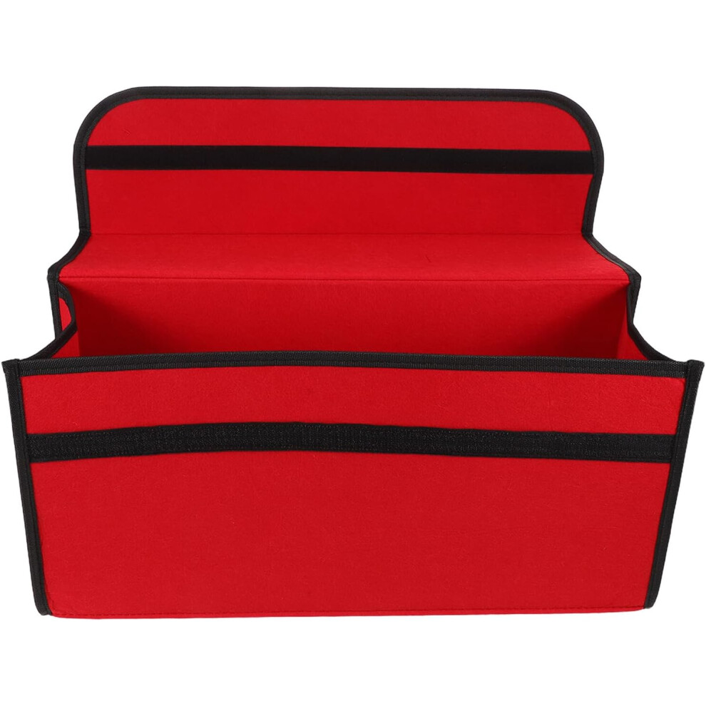 Foldable Large Car Trunk Organizer With Hook And Loop Lid, Non-Slip Collapsible Vehicle Storage Box Red 5455468527715