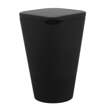 Poubelle de voiture avec couvercle, poubelle porte-gobelet en silicone noir pour véhicule, conteneur à déchets automobile compact