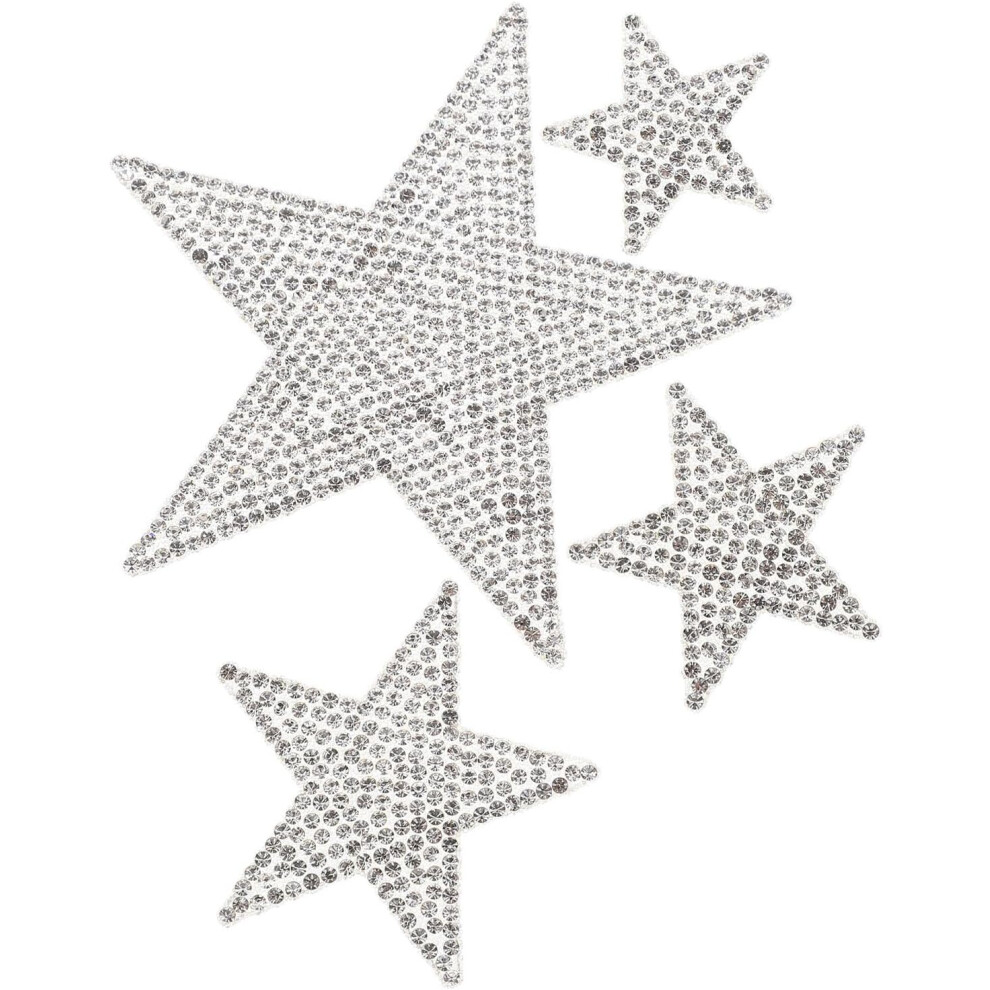 4 Pieces Bling Rhinestone Car Stickers Set Crystal Star Shape Decals Diy Car Decal Silver 5455468439209
