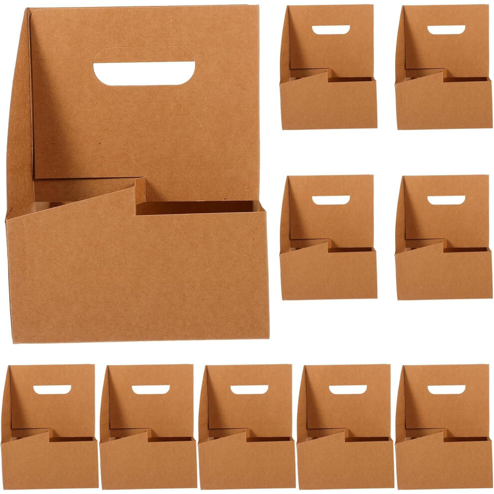 10Pcs Kraft Paper Cup Holder 4-Slot Reusable Reinforced Structure Sleek Minimalist Design 5455468444654