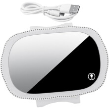 Kosmetické zrcátko do auta s LED osvětlením, 122 mm x 184 mm, bílé