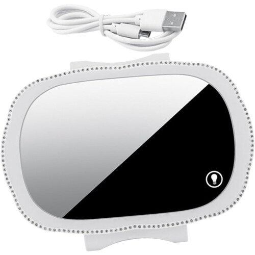 Car Visor Vanity Mirror LED Light 122mm x 184mm White Makeup Mirror