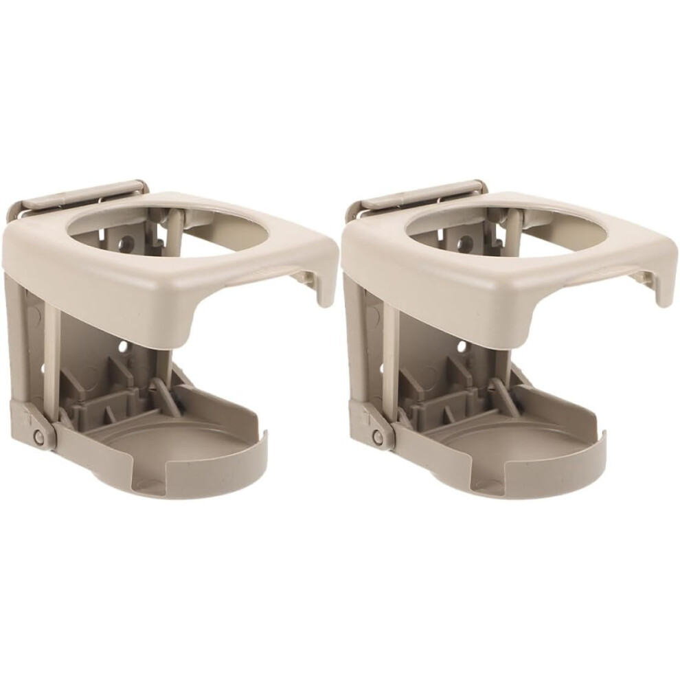 2Pcs Universal Folding Car Cup Holders For Drinks And Bottles, Adjustable Space-Saving Drink Holder Beige 5455468445163