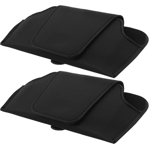 2pcs Black Leather Multifunctional Car Glasses Holder for Sun Visor
