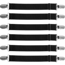 Lot de 6 sangles élastiques noires réglables pour bottes avec boucle, clips de jambe antidérapants et multifonctionnels