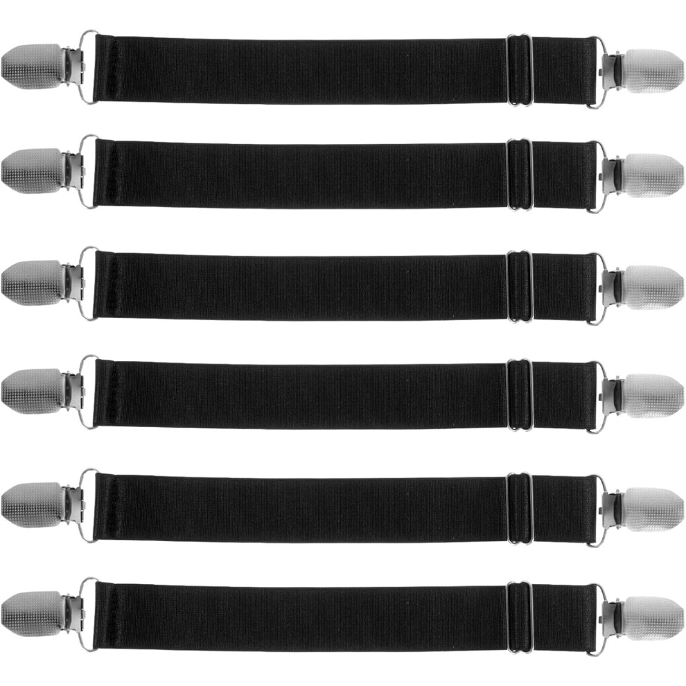 6Pcs Adjustable Elastic Boot Straps With Buckle, Anti-Slip Multipurpose Leg Clips Black 5455468530050