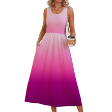 Dresses for Women Flowy Casual Dress Beach Vacation-Fuchsia L