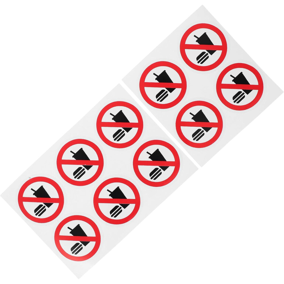 10Pcs Safety Warning Stickers No Food Drink Round Vinyl Decals Workshop Factory Safety Labels Adhesive 5455468519444