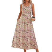 Dresses for Women Flowy Casual Dress Beach Vacation-Brown S