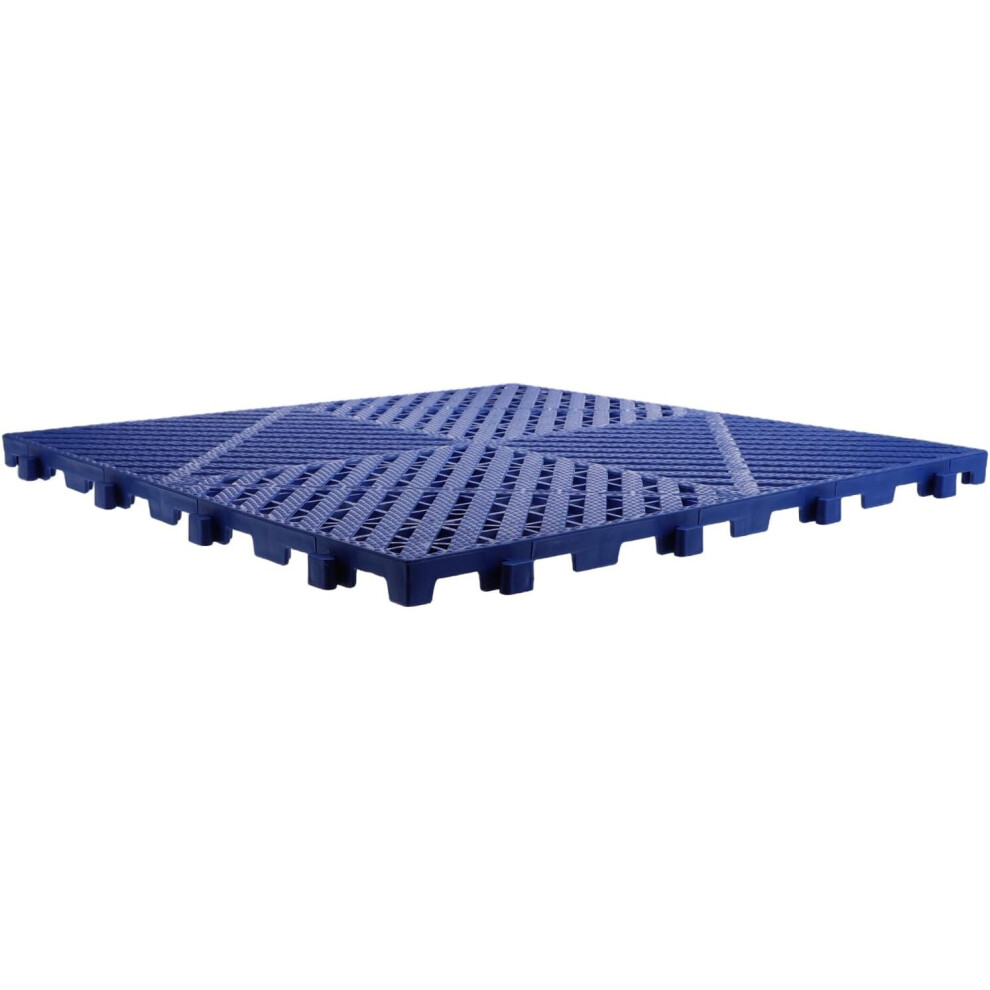 Interlocking Plastic Drainage Mat Non-Slip Garage Floor Tiles Patio Flooring Tiles Blue 5455468442414
