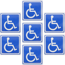 Aufkleber-Set für Rollstuhlfahrerfenster, 7-teilig, Vinyl, 13 x 13 cm, quadratisch, rechtsseitig, Behindertenparkplatz-Schild
