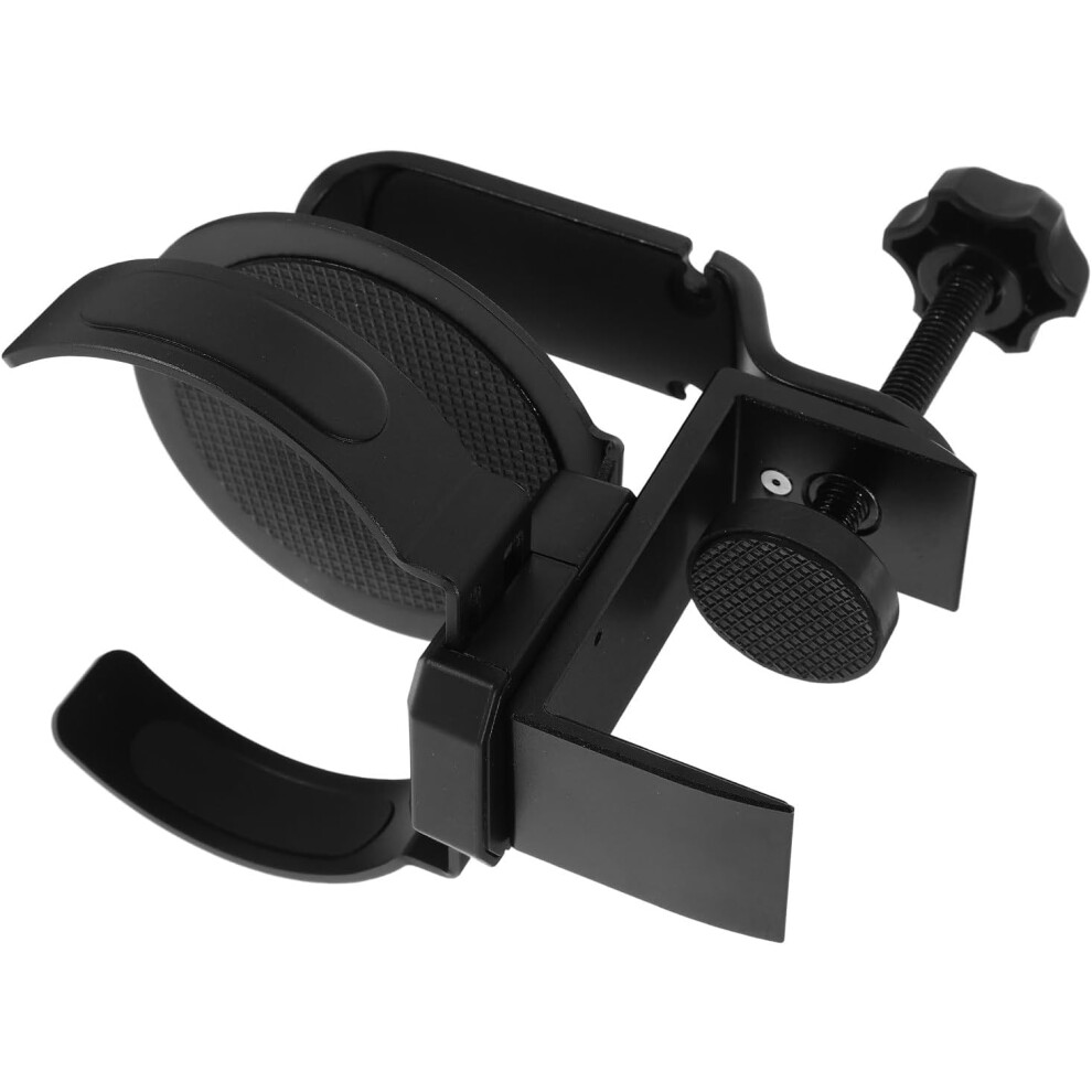 360 Rotatable Aluminum Alloy Headset Stand And Adjustable Cup Holder Clamp For Desk, Black 5455468524981