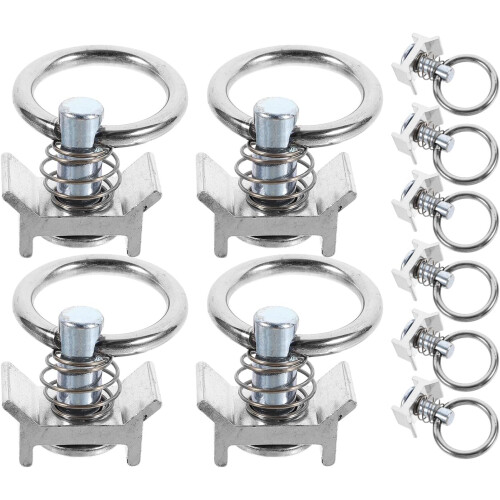 10pcs L Track Tie Down Anchors com aneis tóricos e molas de prata